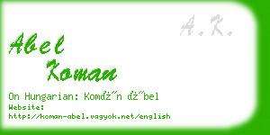 abel koman business card